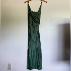 Zara Green Sleeveless Dress Women’s Size S Spaghetti Strap Formal Zip Up Olive